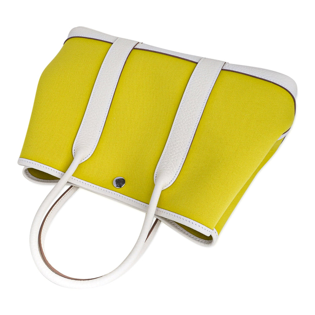 Garden Party 30 Bag Lime Toile Officier / Blanc Vache Country Leather