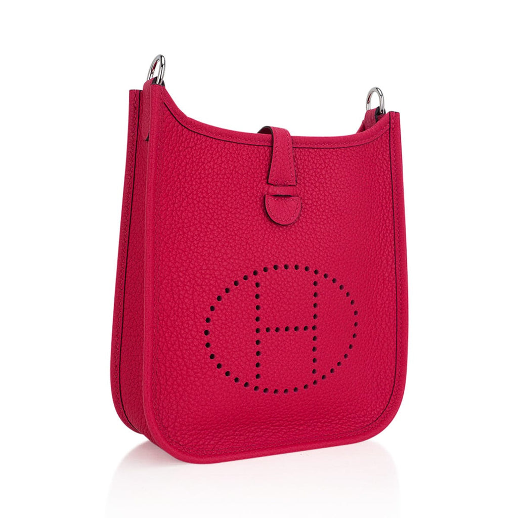 Mini Evelyne III TPM Bag Framboise Clemence Leather with Palladium Hardware