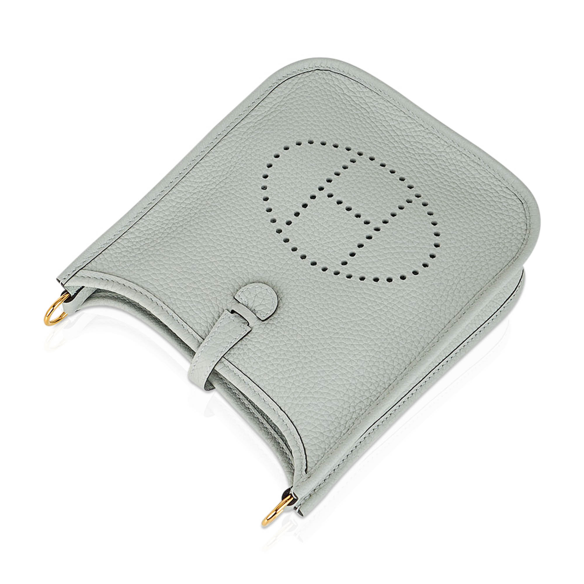 Mini Evelyne TPM Bag Gris Neve Clemence Leather with Gold Hardware