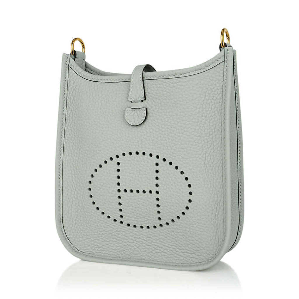 Mini Evelyne TPM Bag Gris Neve Clemence Leather with Gold Hardware
