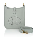 Mini Evelyne TPM Bag Gris Neve Clemence Leather with Gold Hardware