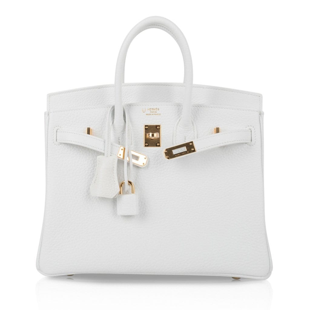 Birkin 25 HSS Bag White Clemence Gold Hardware