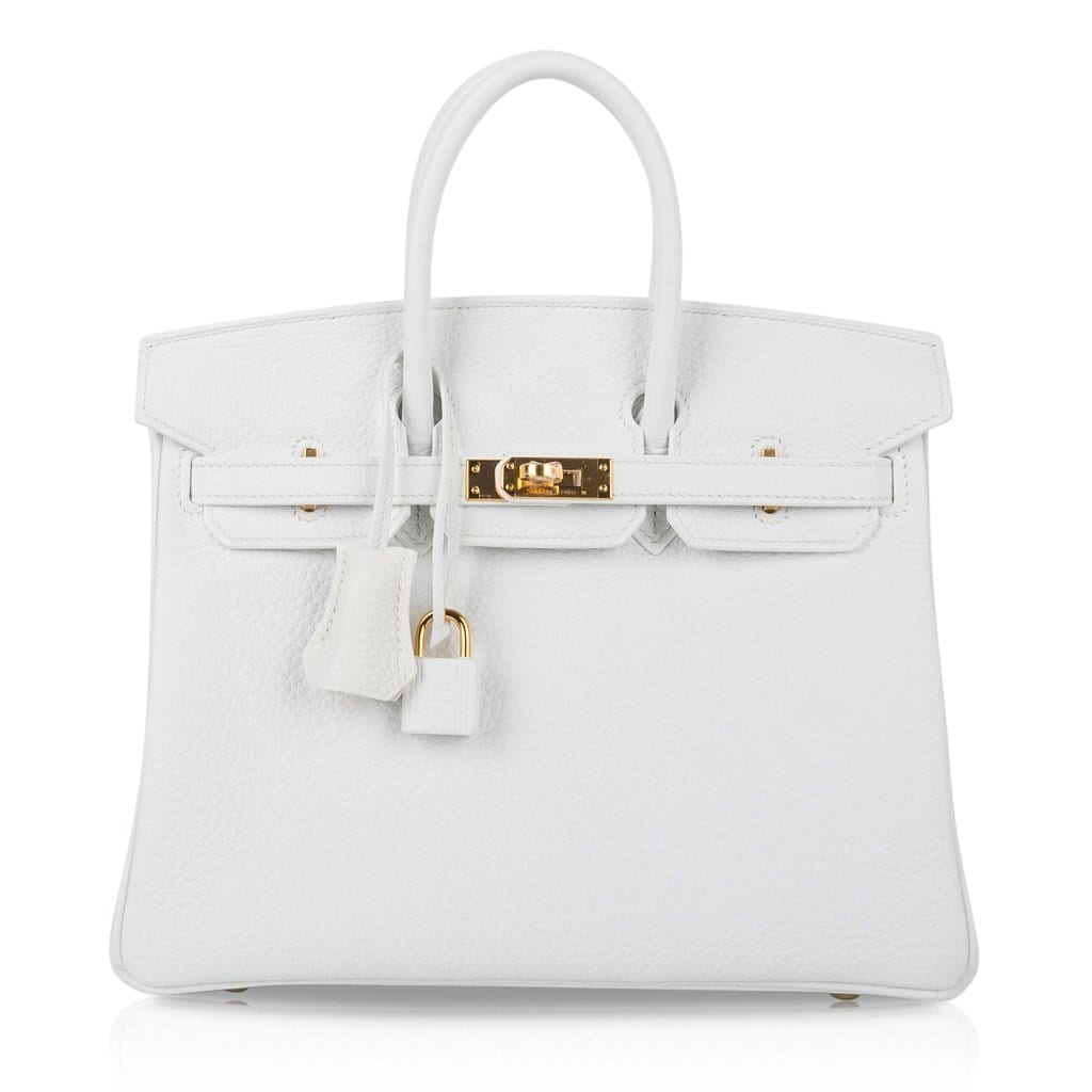 Birkin 25 HSS Bag White Clemence Gold Hardware