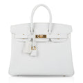 Birkin 25 HSS Bag White Clemence Gold Hardware