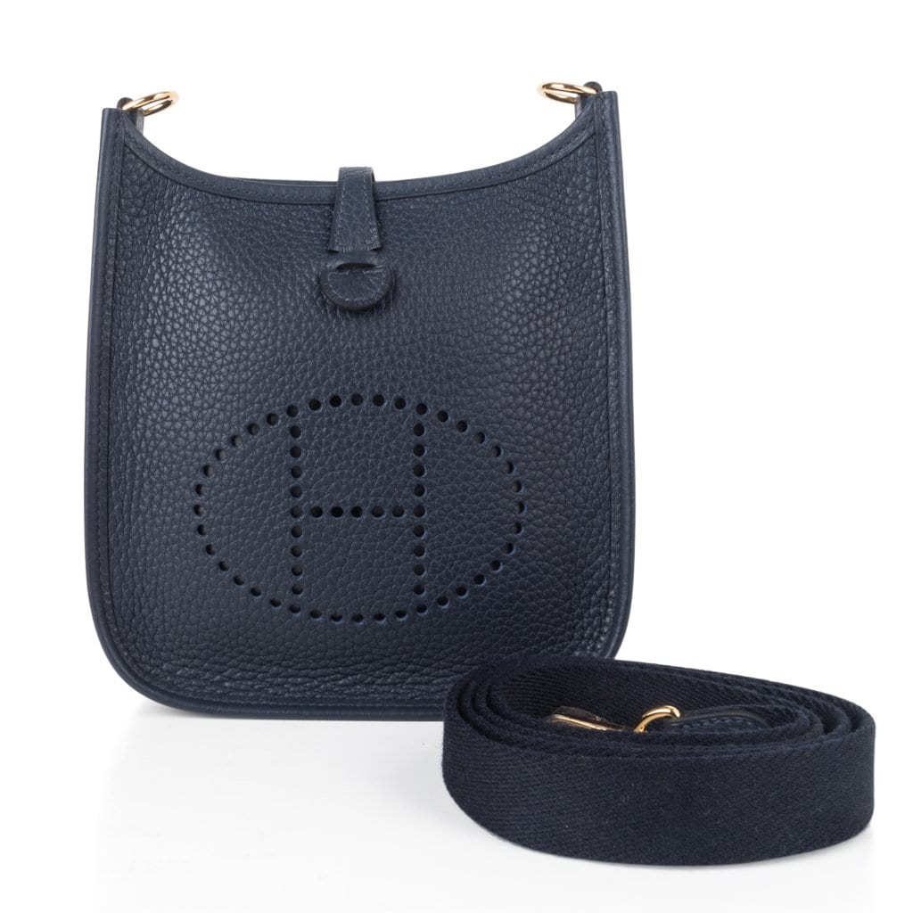 Evelyne TPM Bag Blue Nuit Clemence Leather Gold Hardware