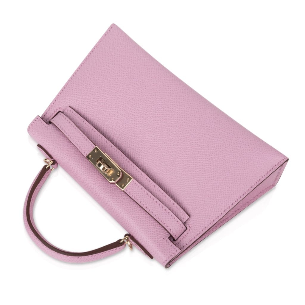 Kelly 20 Mini Sellier Bag Mauve Sylvestre Epsom Permabrass Hardware