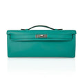 Kelly Cut Vert Verone Clutch Bag Swift Palladium