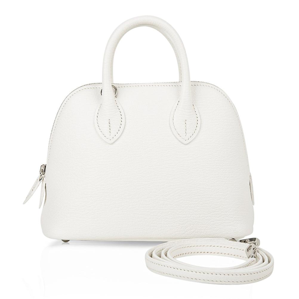 Bolide 1923 Mini Bag White Chevre Leather Palladium Hardware