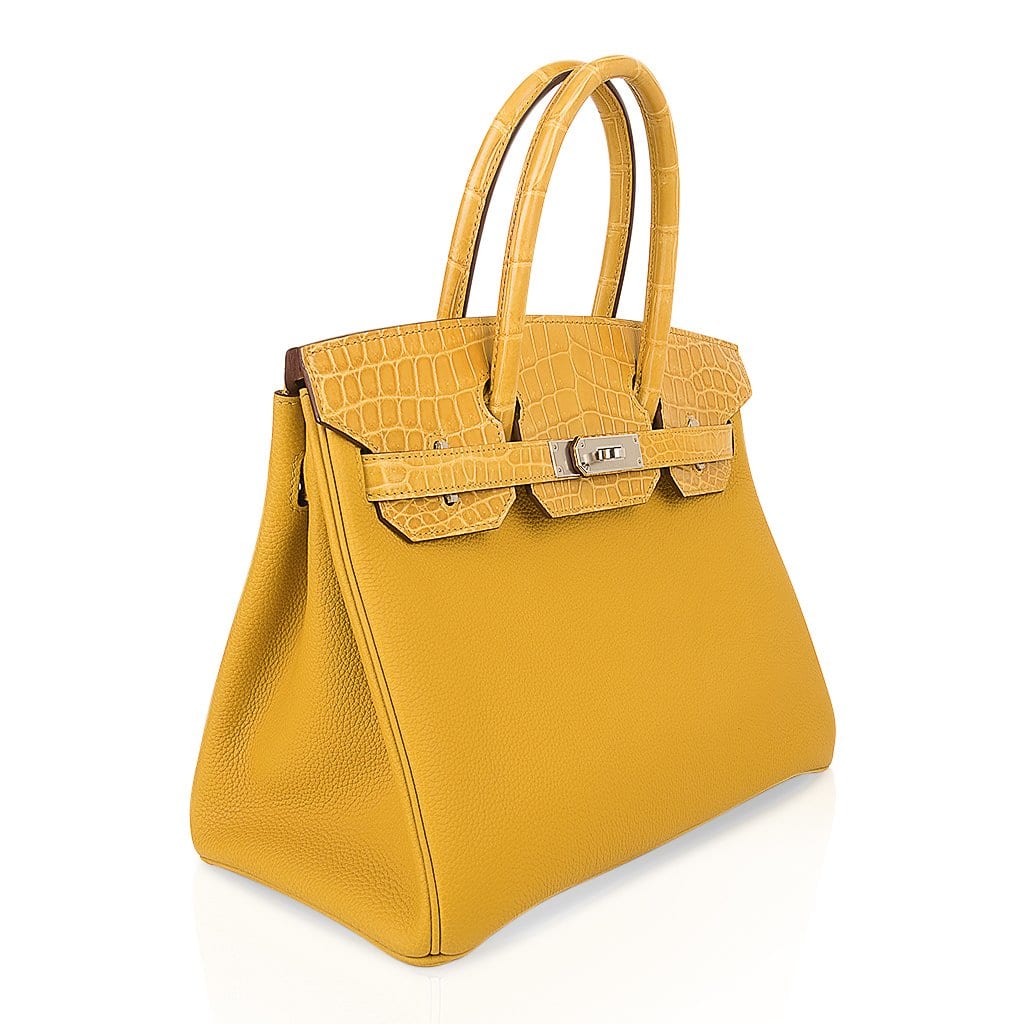 Birkin Touch 30 Bag Jaune Ambre  Crocodile / Togo Limited Edition