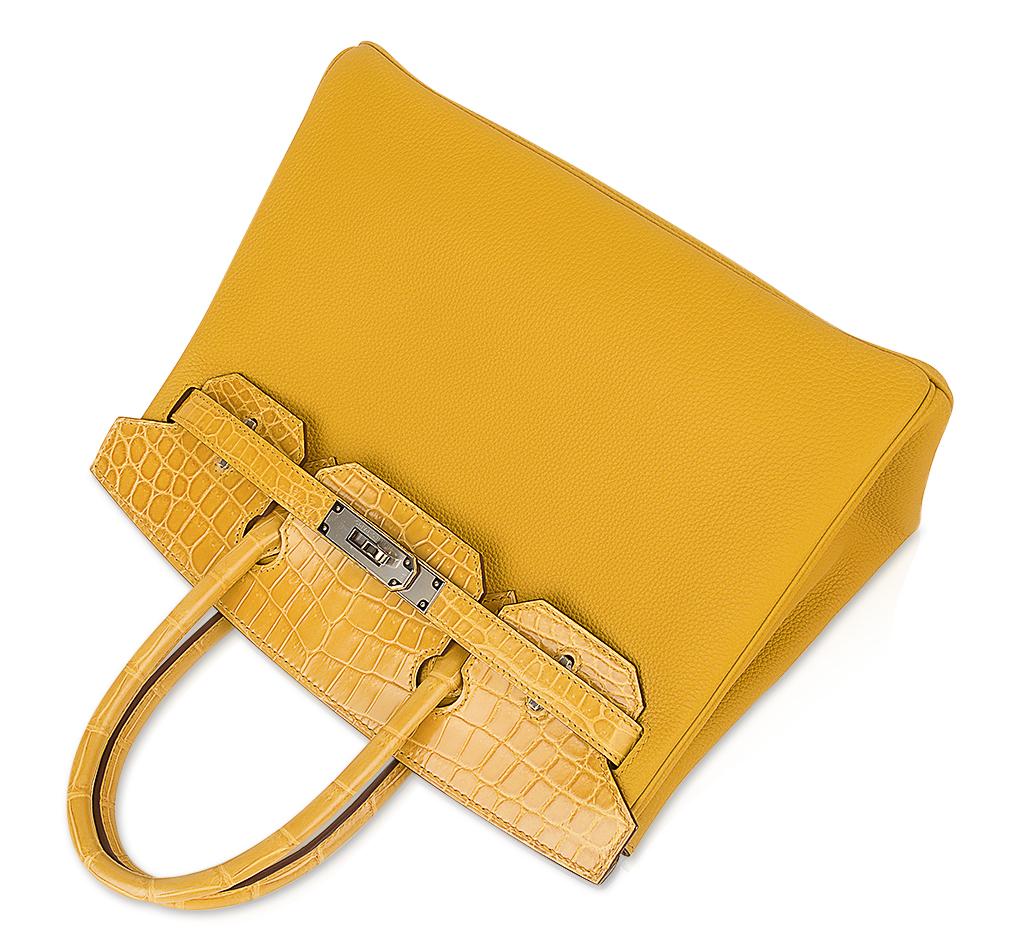 Birkin Touch 30 Bag Jaune Ambre  Crocodile / Togo Limited Edition