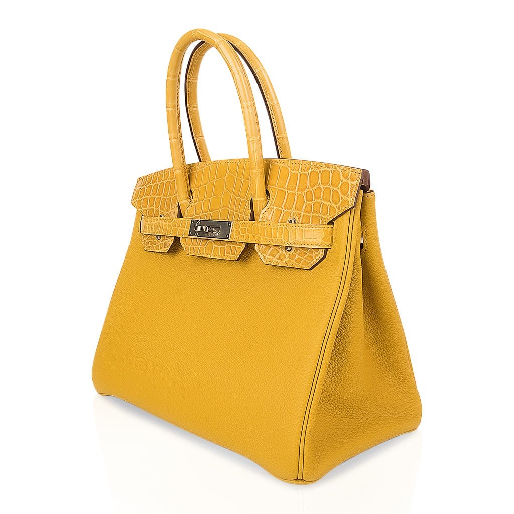 Birkin Touch 30 Bag Jaune Ambre  Crocodile / Togo Limited Edition