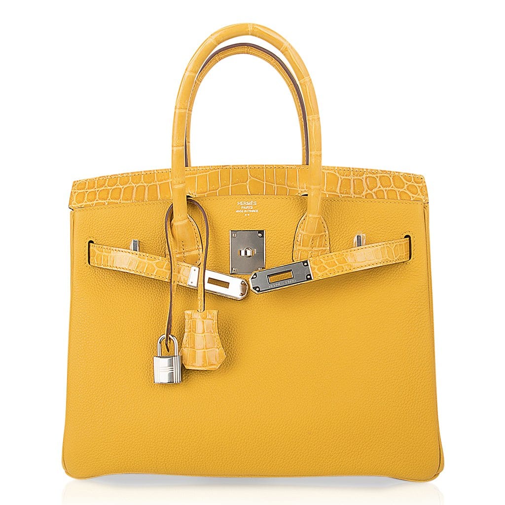 Birkin Touch 30 Bag Jaune Ambre  Crocodile / Togo Limited Edition