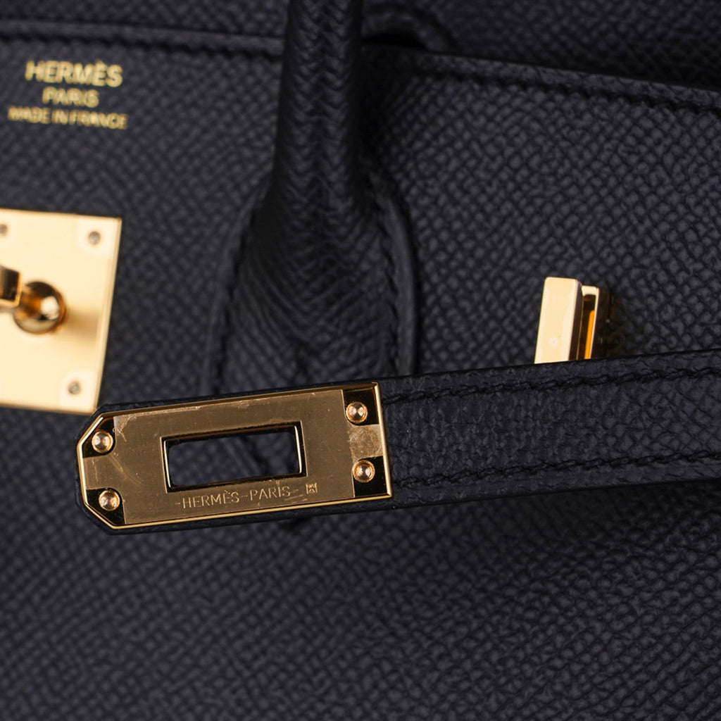 Birkin Sellier 25 Black Gold Hardware Epsom Leather New w/Box