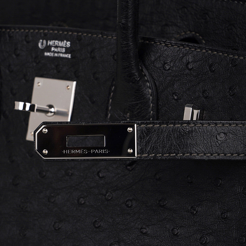 Birkin HSS 30 Bag Black (Noir ) Ostrich Palladium Hardware