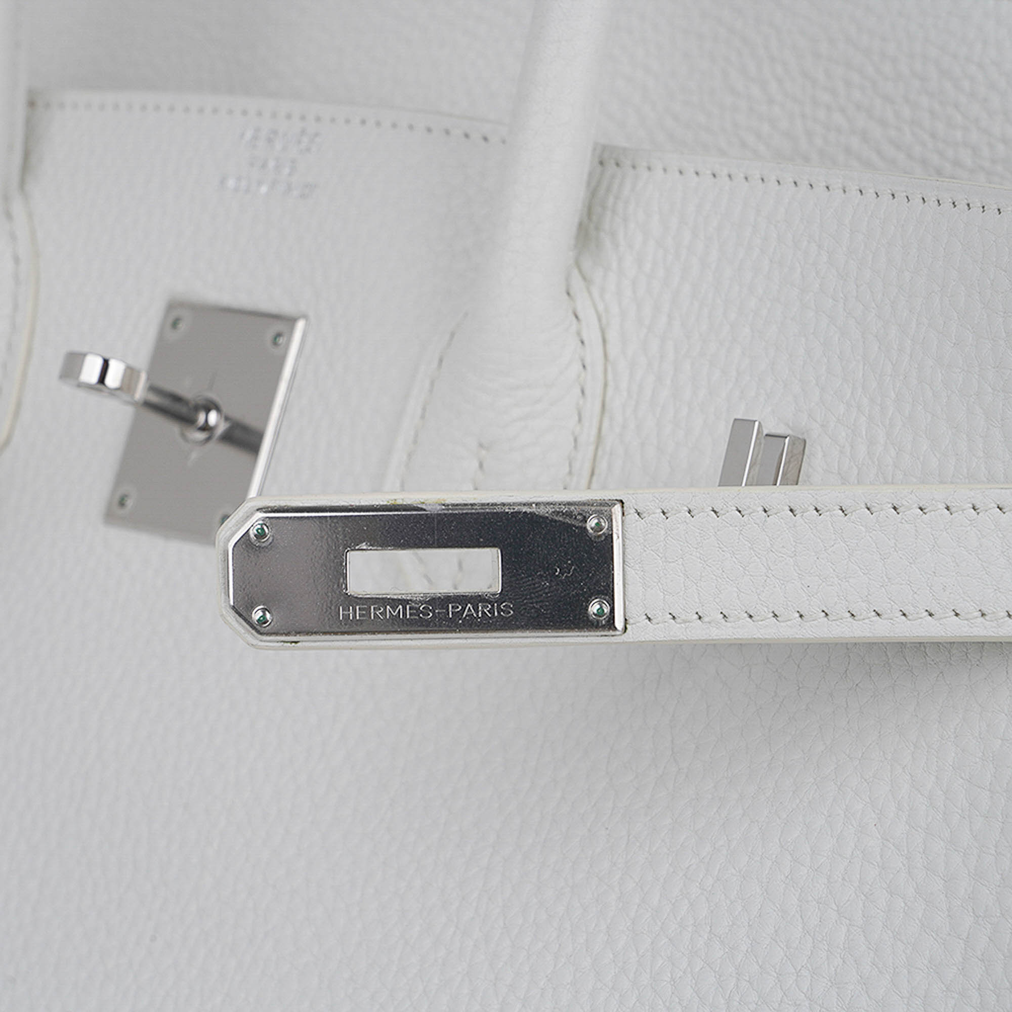 Birkin 35 Bag White Clemence Leather with Palladium Hardware