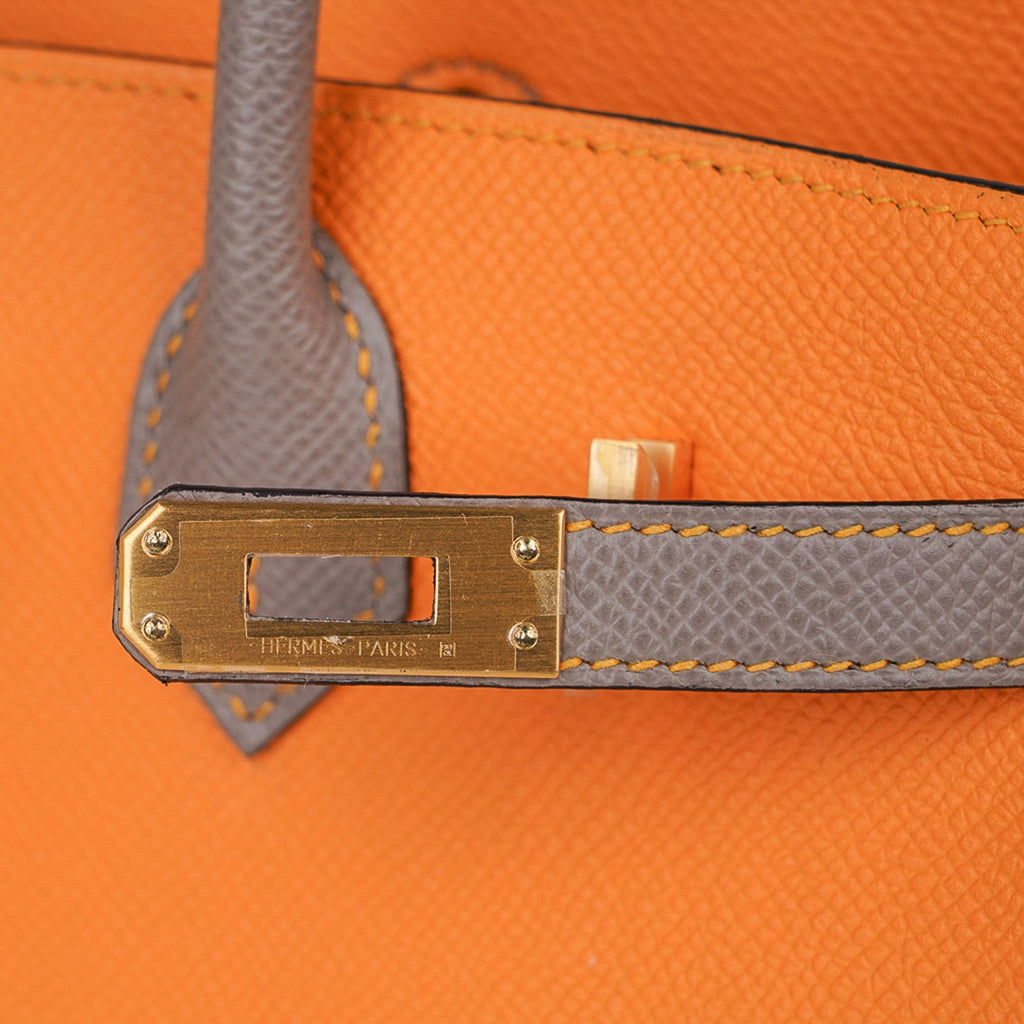 Birkin HSS 25 Bag Jaune Ambre / Gris Asphalte Gold Hardware