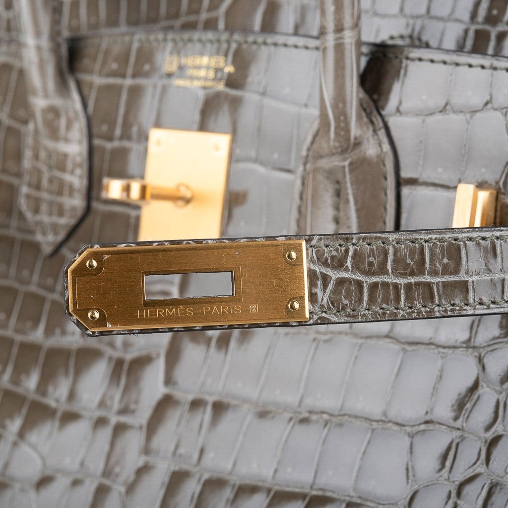 Birkin HSS 30 Bag Gris Tourterelle / Blue Sapphire Porosus Crocodile Limited Edition