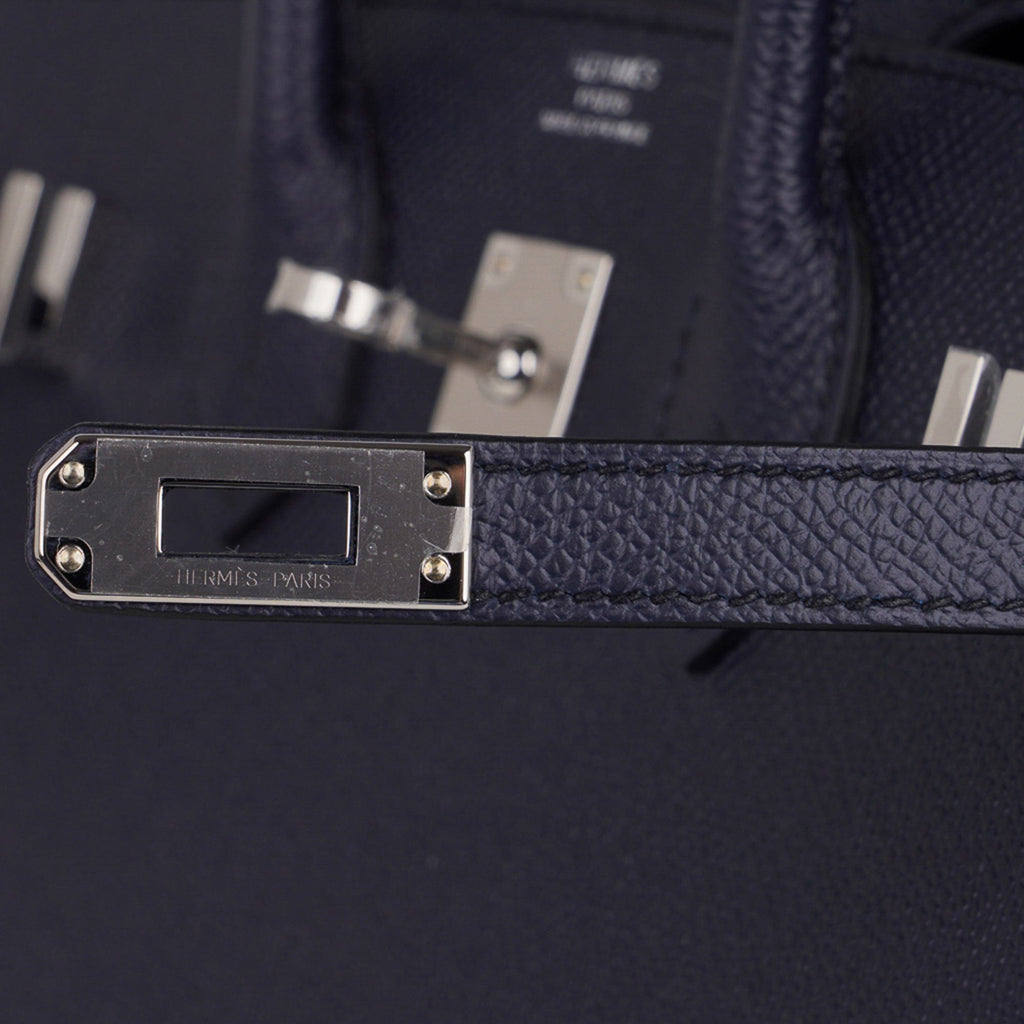 Birkin Sellier 25 Bag Blue Indigo Epsom Leather with Palladium Hardware