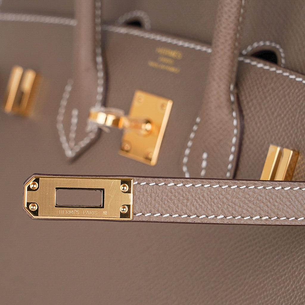 Birkin Sellier 25 Etoupe Gold Hardware Epsom Leather New w/Box