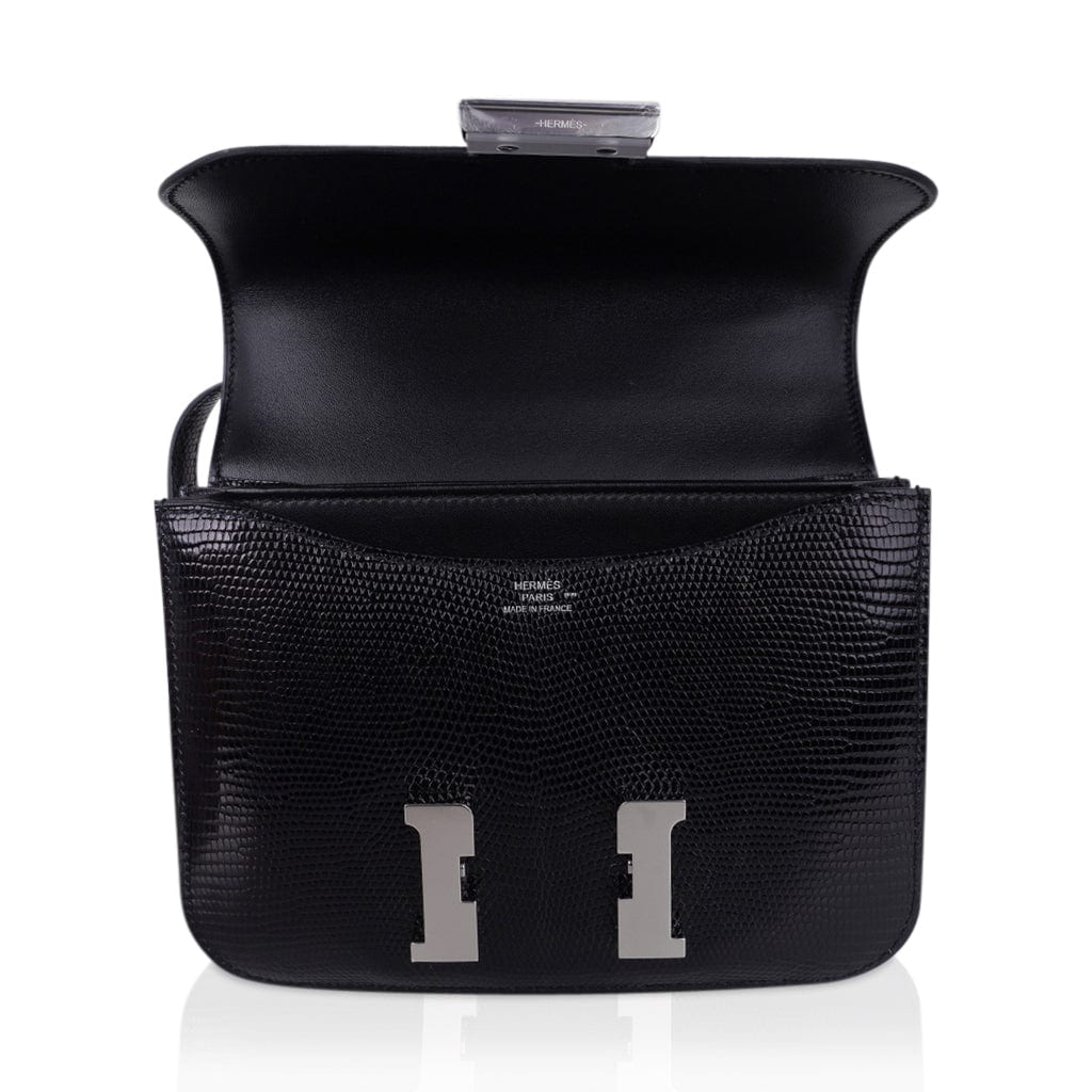 Mini Constance Bag 18 Black Lizard with Palladium Hardware