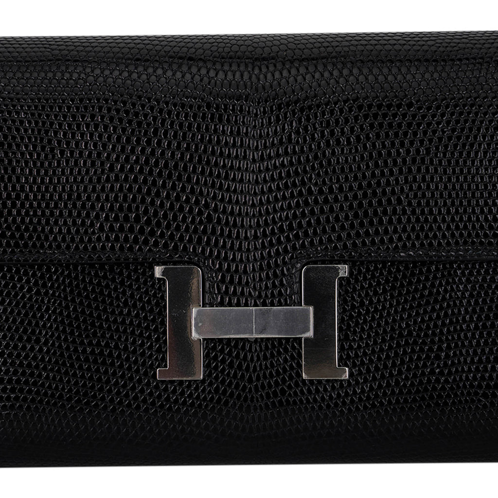 Constance Long To Go Wallet Black Lizard with Palladium Hardware