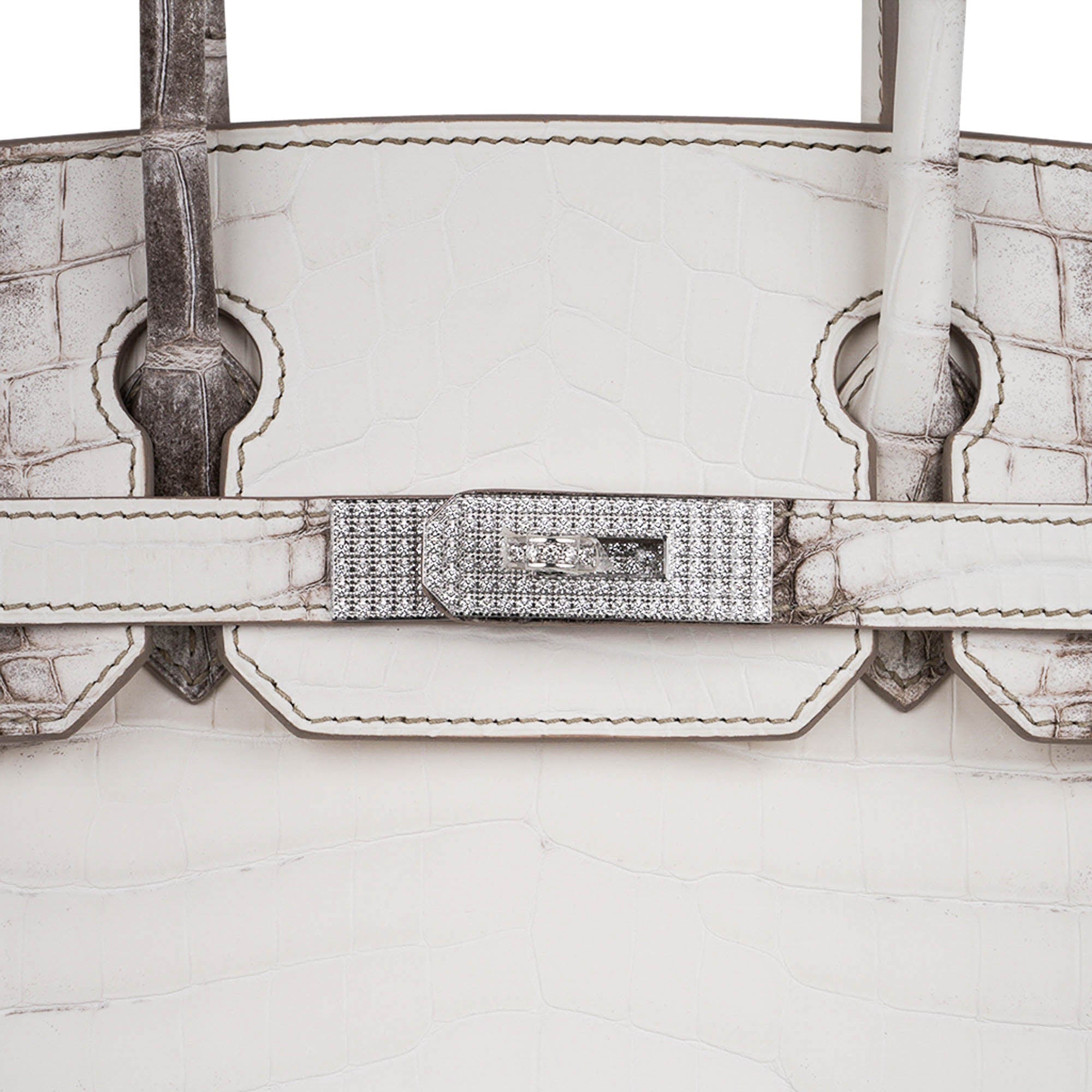 Birkin 30 Bag Diamond Himalaya Blanc Matte Niloticus Crocodile with 18k White Gold Hardware