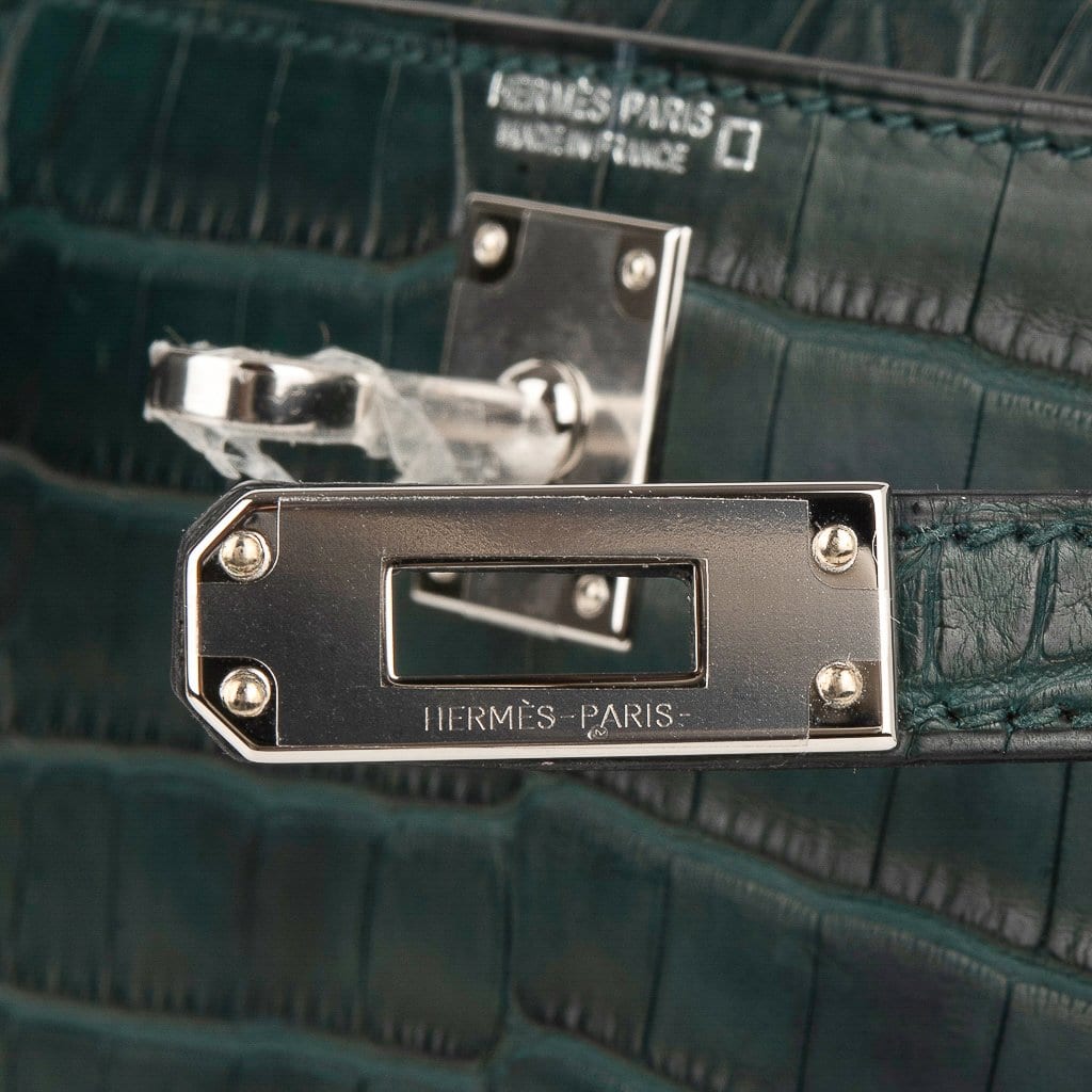 Kelly 20 Mini Sellier Bag Vert Cypress Matte Alligator Palladium