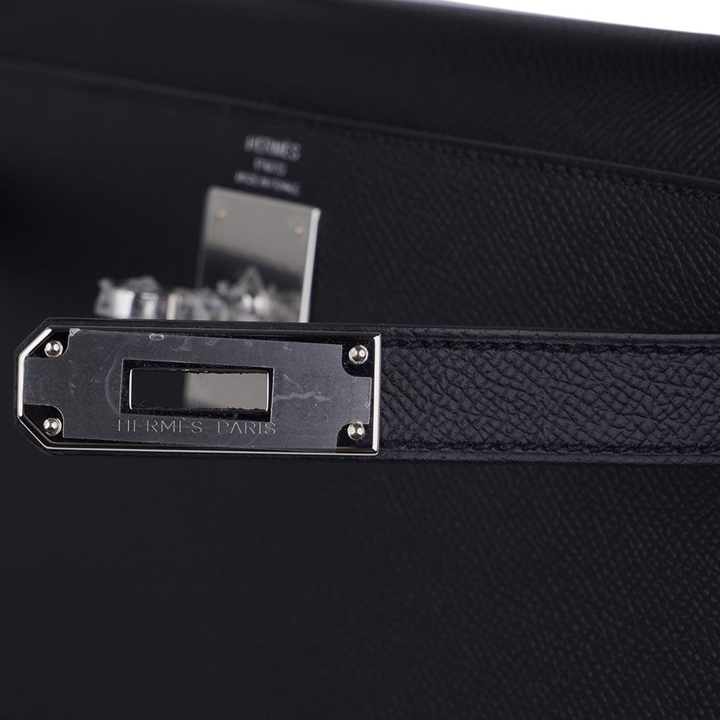Kelly 28 Sellier Bag Black Epsom Leather with Palladium Hardware