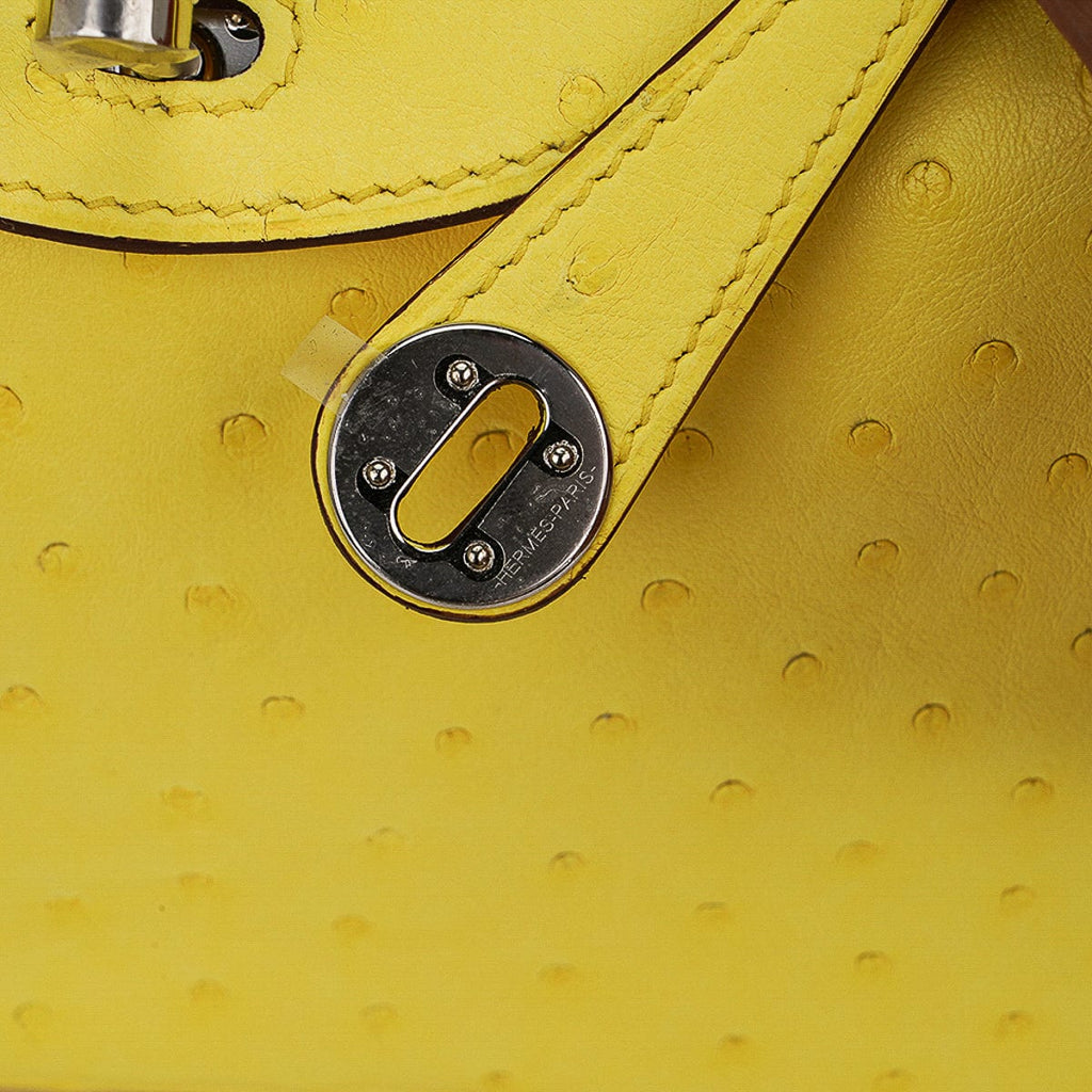 Mini Lindy 20 Bag Jaune Citron Ostrich Boreal with Palladium Hardware