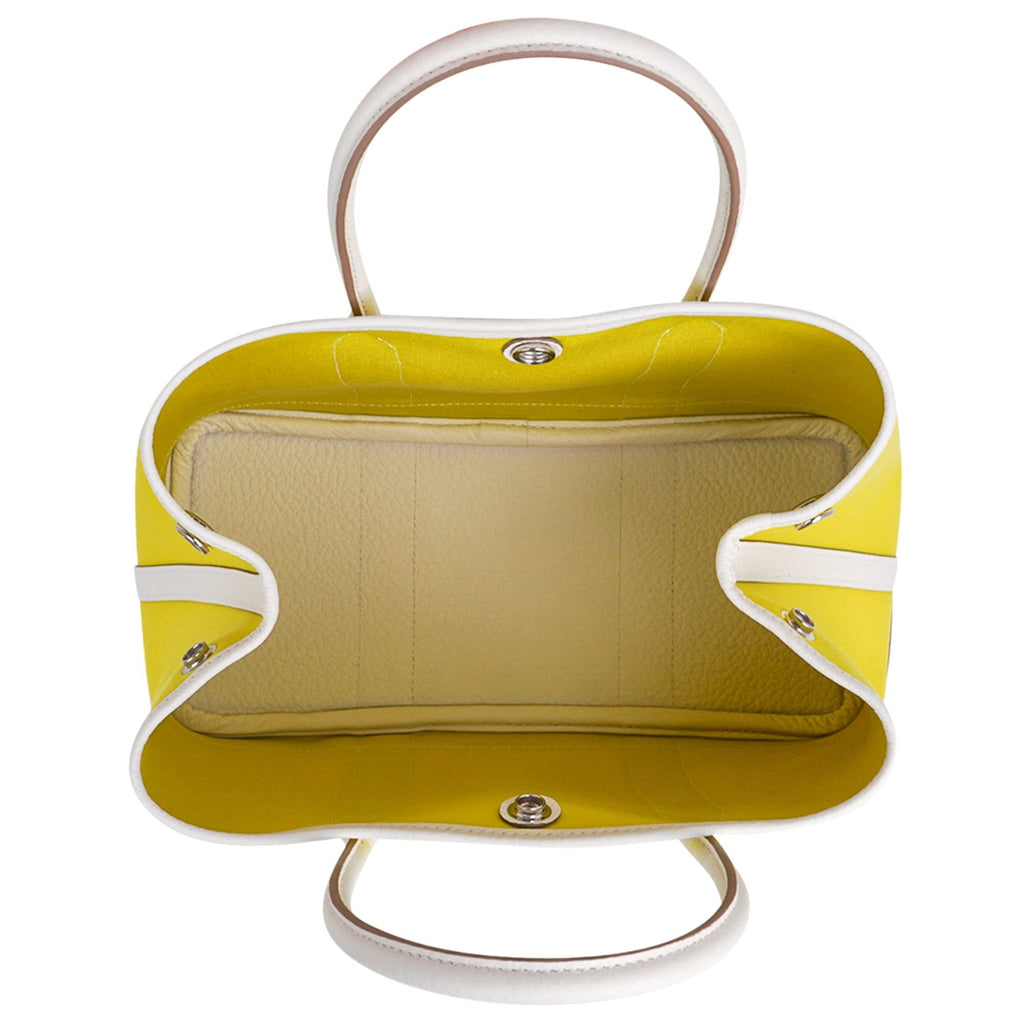 Garden Party 30 Bag Lime Toile Officier / Blanc Vache Country Leather
