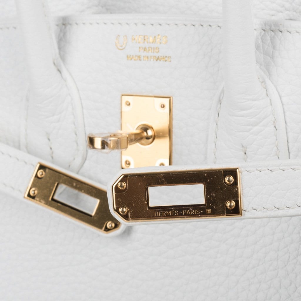 Birkin 25 HSS Bag White Clemence Gold Hardware