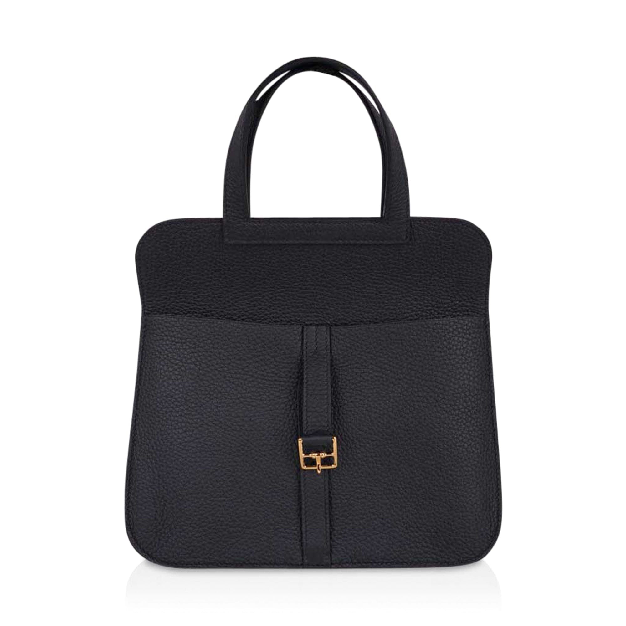 Halzan 25 Bag Black Gold Hardware Clemence Leather New w/Box