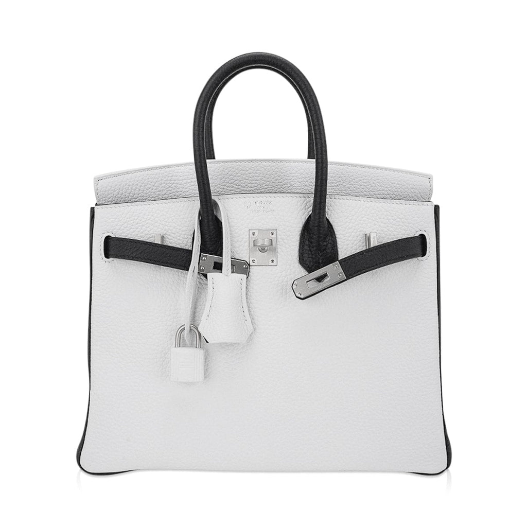 Birkin HSS 25 Bag White w/ Black Brushed Palladium Hardware
