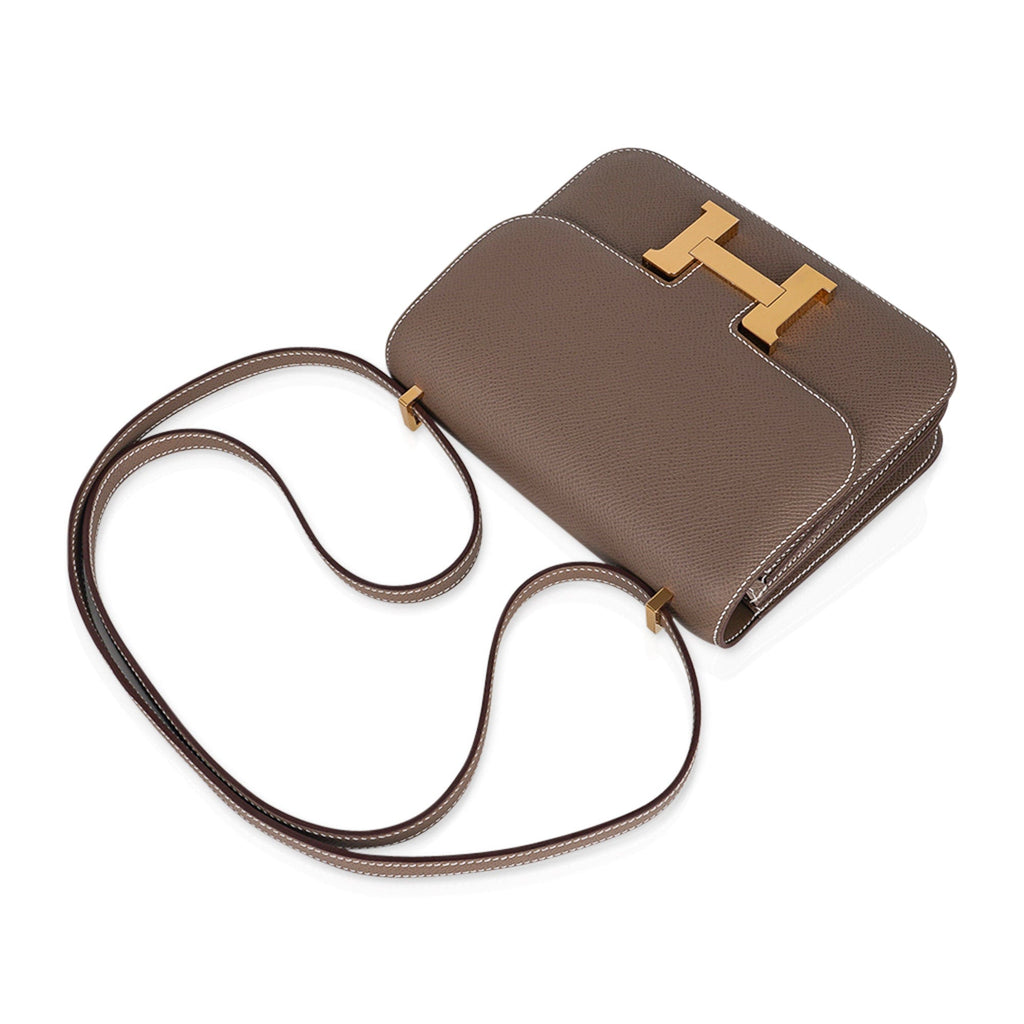 Constance Mini 18 Bag Etoupe Gold Hardware Epsom Leather