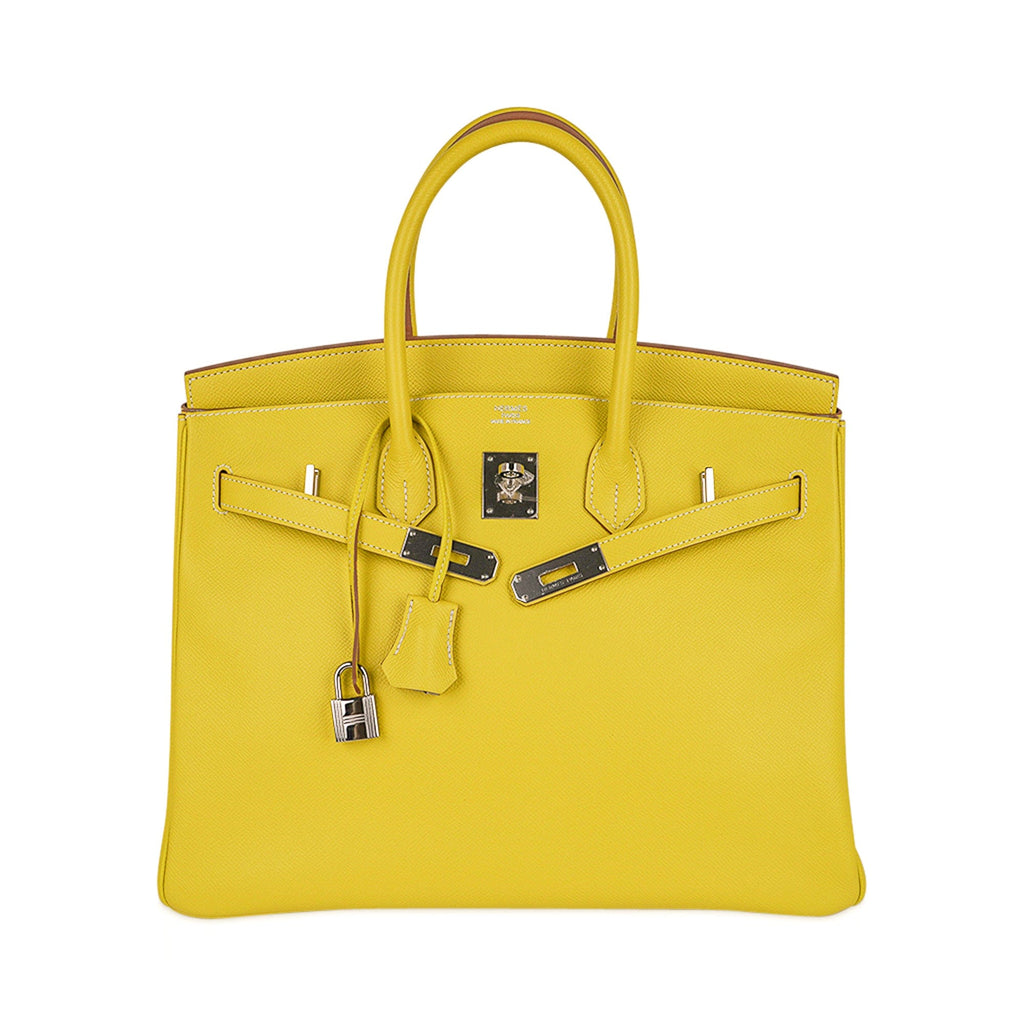 Birkin 35 Lime Candy Limited Edition Bag Epsom Palladium