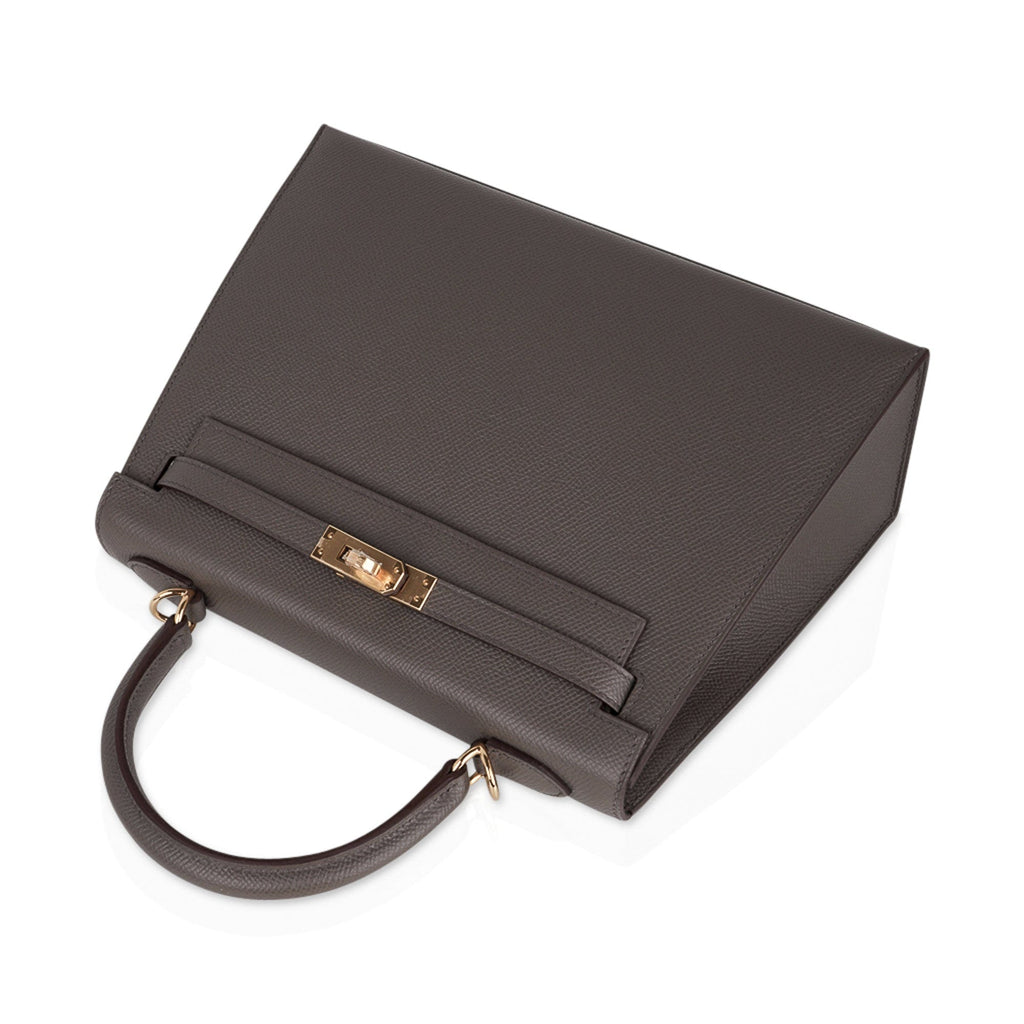Kelly Sellier 25 Bag Etain Gold Hardware Epsom Leather New