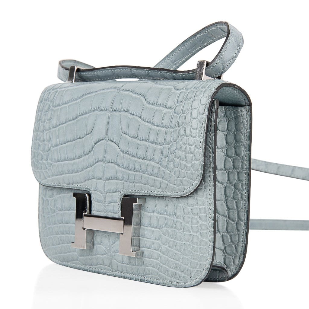 Limited Edition Micro Constance Bag Ciel Matte Alligator with Palladium Hardware