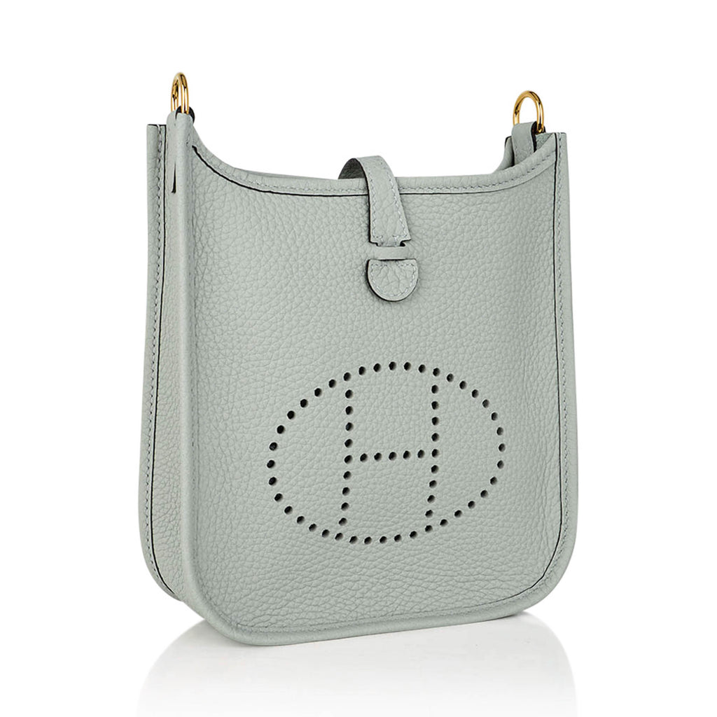 Mini Evelyne TPM Bag Gris Neve Clemence Leather with Gold Hardware
