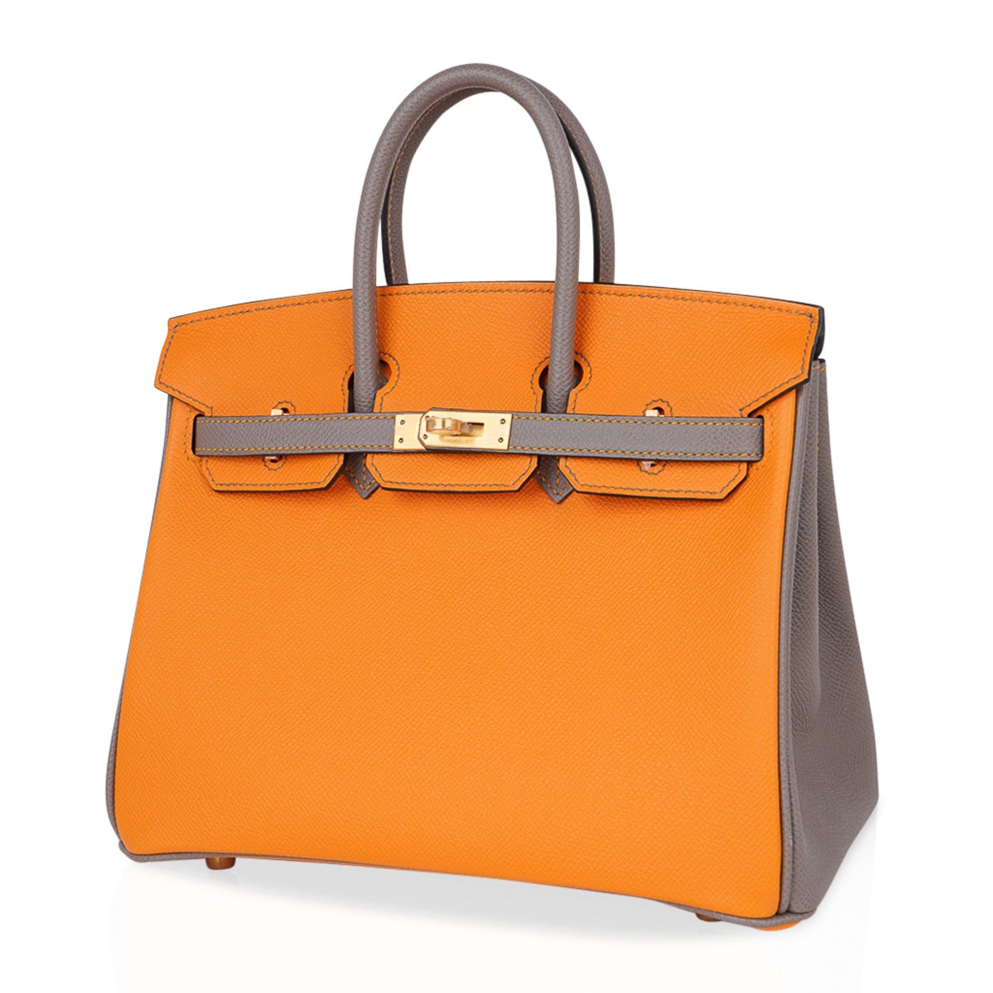 Birkin HSS 25 Bag Jaune Ambre / Gris Asphalte Gold Hardware