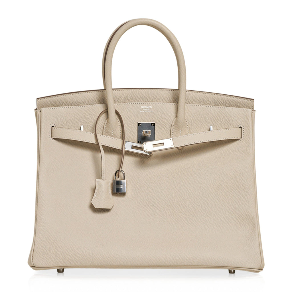 Birkin 35 Bag Craie Epsom Palladium Hardware