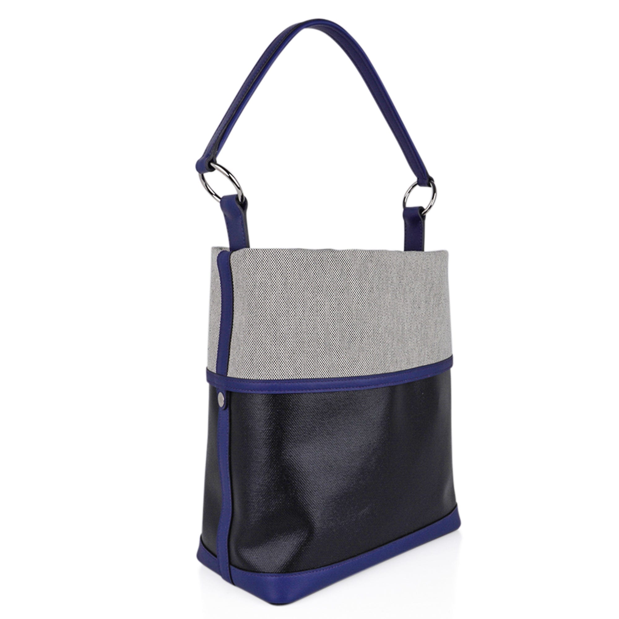 Col Roule Bag Noir Toile Berline Bleu Saphir and Toile Tote
