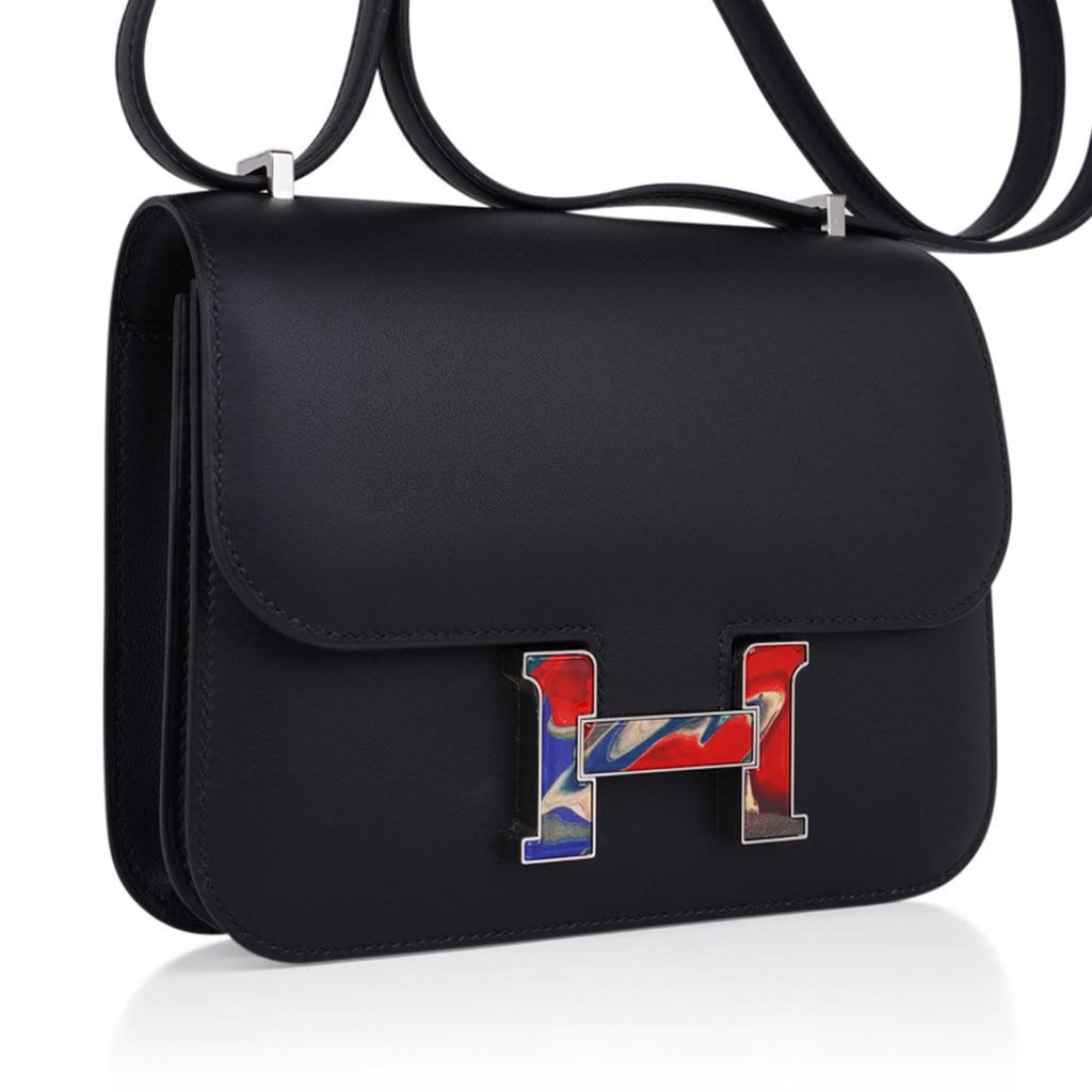 Constance Bag 18 Marbled Buckle Black Swift Limited Edition New / Box