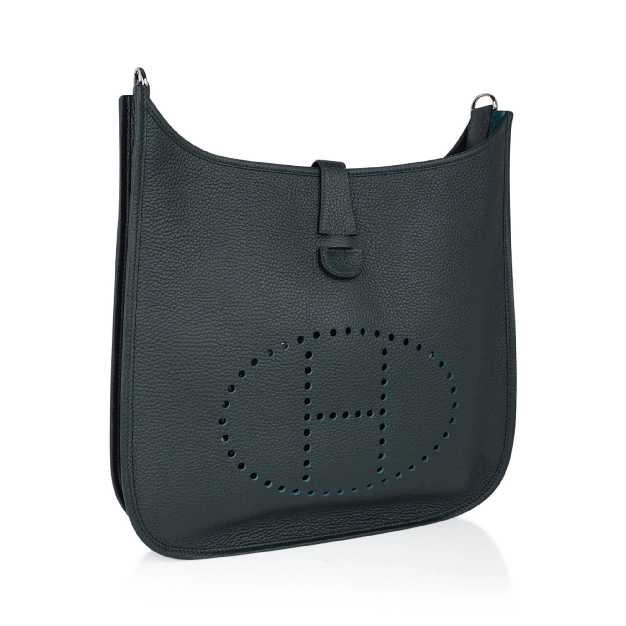 Bag Evelyne GM Vert Fonce Clemence Palladium Hardware New w/ Box
