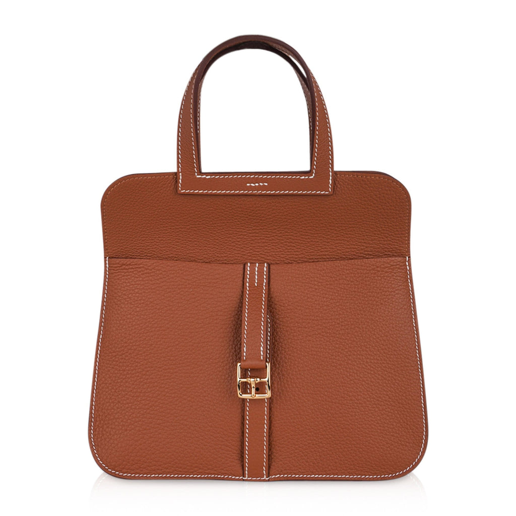 Halzan 25 Bag Gold w/ Gold Hardware Clemence Leather New w/Box