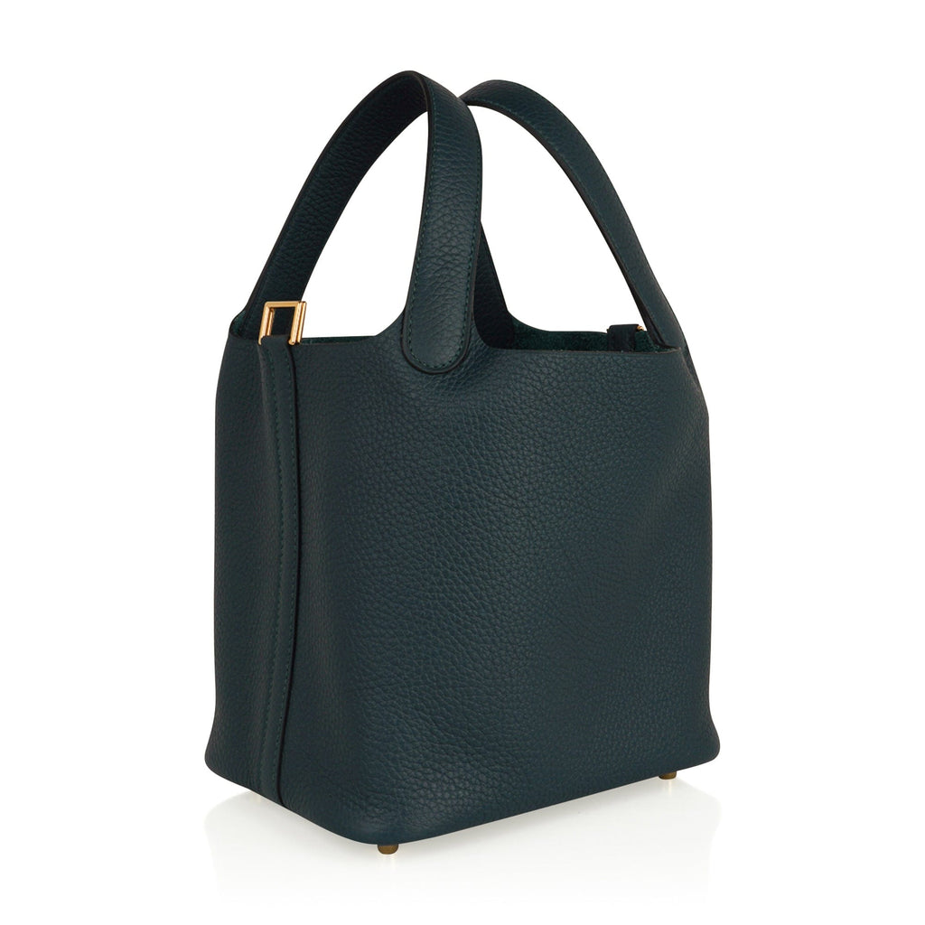Lock 18 Bag Vert Cypress Gold Hardware Clemence Leather