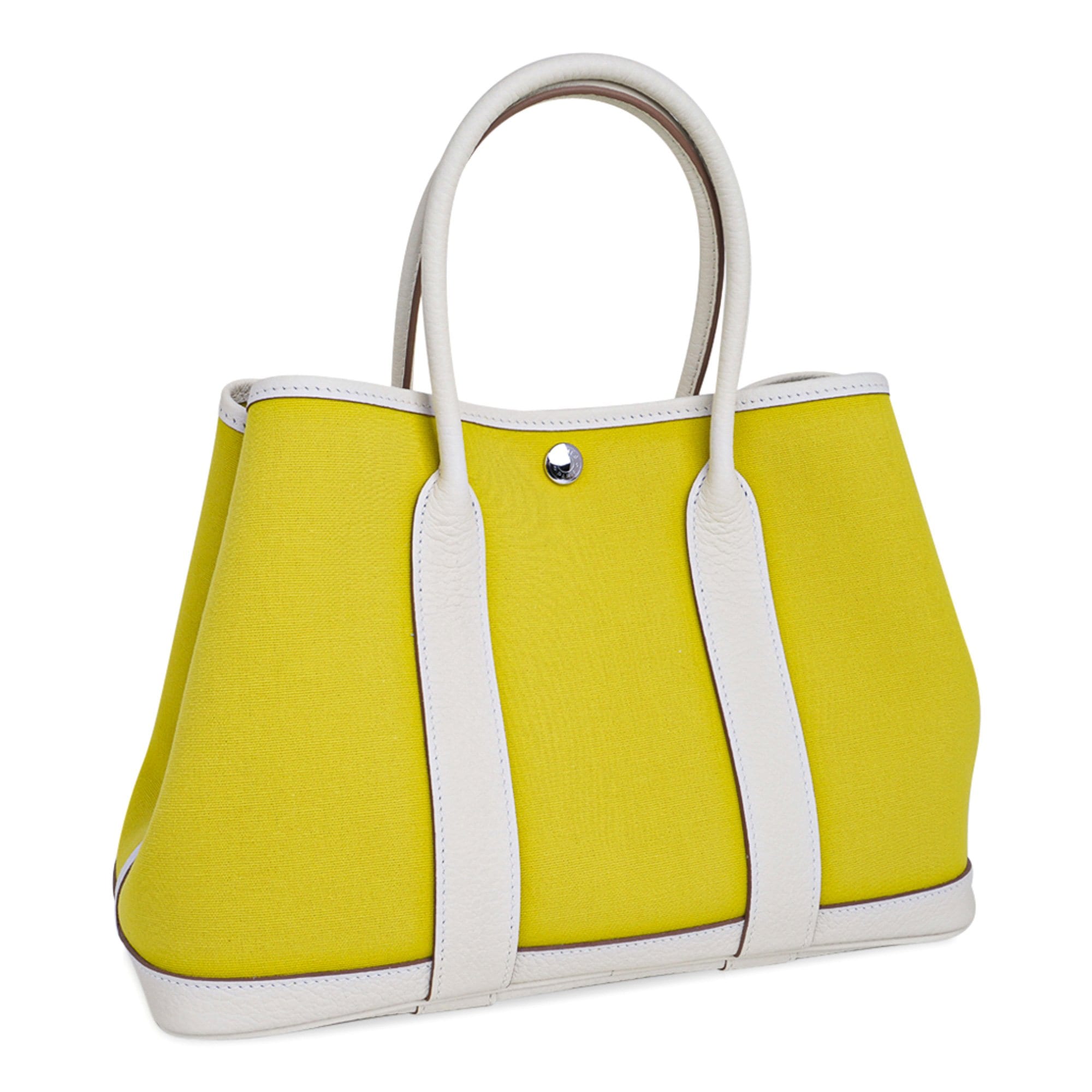 Garden Party 30 Bag Lime Toile Officier / Blanc Vache Country Leather
